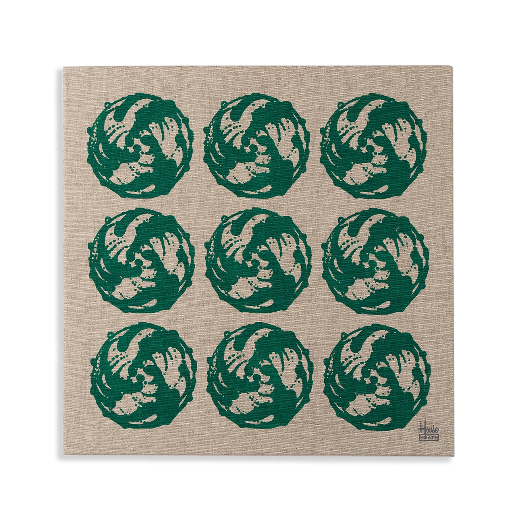 Vintage Tile Stretched Canvas Print in Emerald Zoom Image 1