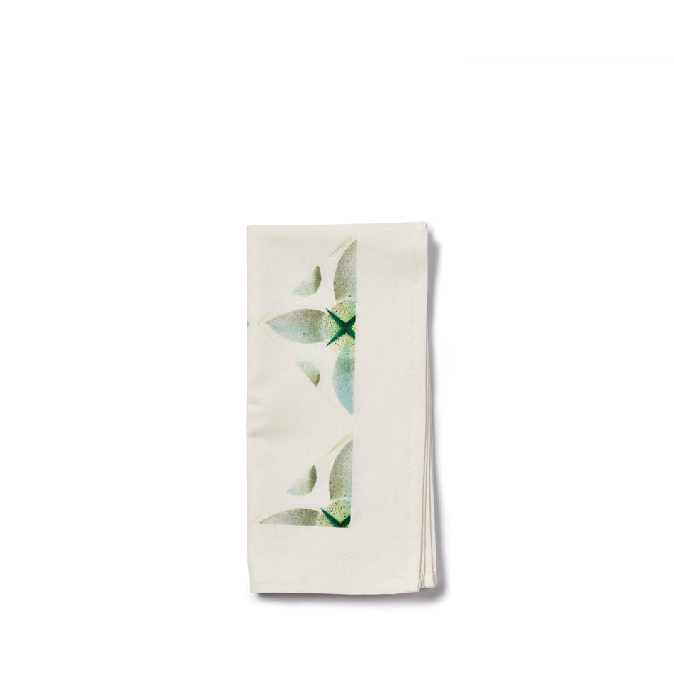 Stencil and Spray Painted Linen Napkin in Cyan Image 1
